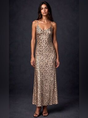 Function & Fringe Edit | Leopard Print Satin Slip Dress Silhouette